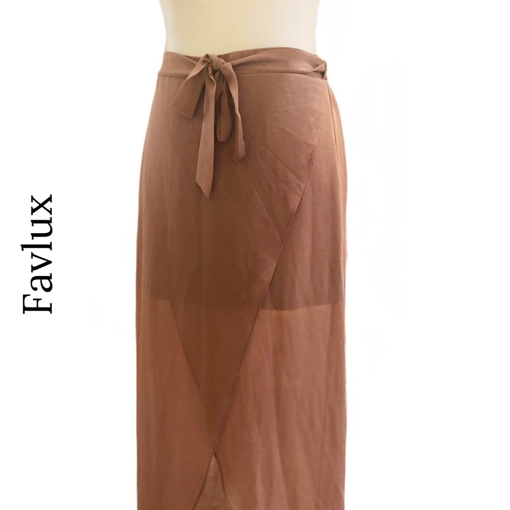 Favlux • Mauve Tan Slitted Maxi Skirt • Size Small